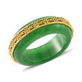 Green Jade Ruyi Knot Band Ring in 18K Vermeil YG Over Sterling Silver (Size 10.0) 26.50 ctw - Sticky add to cart bar