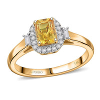 Certified & Appraised Luxoro 10K Yellow Gold AAA Madagascar Yellow Sapphire, Diamond (I2) (0.21 cts) Ring (Size 10.0) 1.31 ctw