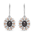 Bankacha Natural Black Star Sapphire and Multi Gemstone 7.25 ctw Star Ray Earrings in Rhodium Over Sterling Silver - Sticky add to cart bar