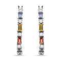Multi Sapphire and Moissanite 1.70 ctw Symphony Earrings in Rhodium Over Sterling Silver - Sticky add to cart bar