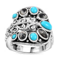 Artisan Crafted Lagoon Turquoise, White Buffalo Ring in Black Oxidized Sterling Silver (Size 7.0) 2.10 ctw - Sticky add to cart bar