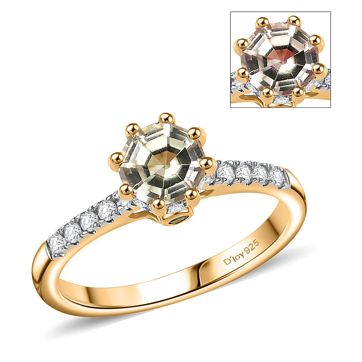 TLV AAA Turkizite, Multi Gemstone Ring in 18K Vermeil YG Over Sterling Silver (Size 10.0) 1.15 ctw