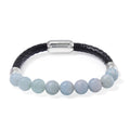 Mangoro Aquamarine 50.00 ctw Leather Cord Bracelet in Stainless Steel (7.25 In) - Sticky add to cart bar