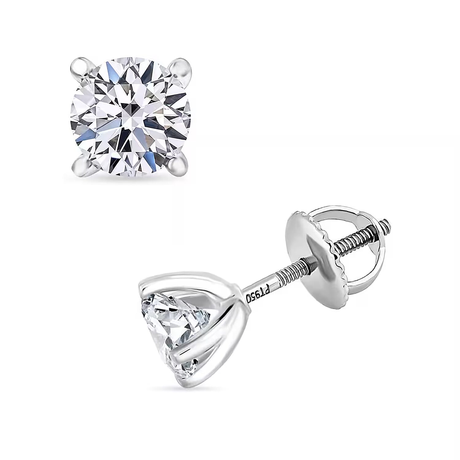Luxuriant Lab Grown Diamond G VS 3.00 ctw Solitaire Stud Earrings in 950 Platinum