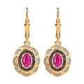 TLV AAA Royal Ruby, Red Diamond (IR) and Diamond (0.50 cts) Lever Back Earrings in 18K Vermeil YG Over Sterling Silver 1.85 ctw - Sticky add to cart bar