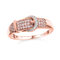 Natural Pink Diamond (I3), White Diamond Buckle Ring in Vermeil RG Over Sterling Silver (Size 10.0) 0.25 ctw