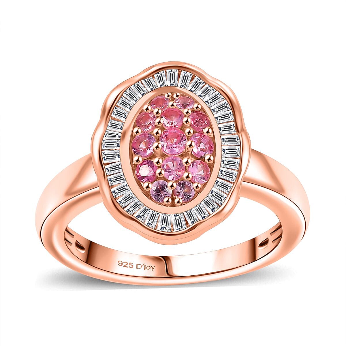 Premium Mahenge Spinel, Diamond (0.30 cts) Ring in 18K Vermeil RG Over Sterling Silver (Size 10.0) 0.65 ctw