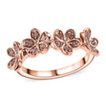 Natural Pink Diamond Floral Ring in 18K Vermeil RG Over Sterling Silver (Size 10.0) 0.20 ctw - Sticky add to cart bar