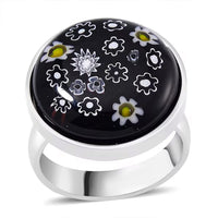 Multi Color Murano Style Ring in Stainless Steel (Size 10.0)