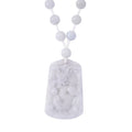 White Jade Carved Dragon Knnoted Necklace (20 Inches) in Rhodium Over Sterling Silver 290.00 ctw - Sticky add to cart bar