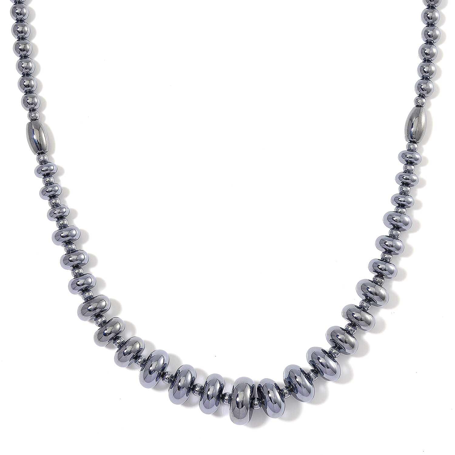 EverTrue Terahertz 8mm 240 ctw Beaded Graduation Necklace 20 Inches in Stainless Steel