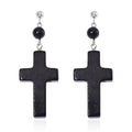 Shungite 30.00 ctw Cross Earrings in Rhodium Over Sterling Silver - Sticky add to cart bar