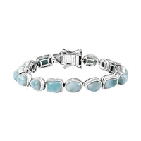 Epic Deal Natural Green Larimar Starfish Bracelet in Rhodium Over Sterling Silver (7.25 In) 27.10 ctw