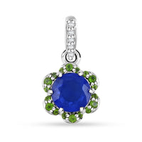 Tanzanian Blue Spinel (DF) and Multi Gemstone 2.15 ctw Ocean Garden Pendant without Chain in Rhodium Over Sterling Silver