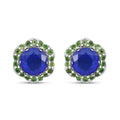 Tanzanian Blue Spinel and Chrome Diopside 2.50 ctw Ocean Garden Earrings in Rhodium Over Sterling Silver - Sticky add to cart bar
