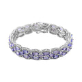 Doorbuster Tanzanite Cluster Bracelet in Rhodium Over Sterling Silver (6.50 In) 14.85 ctw - Sticky add to cart bar