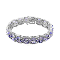 Doorbuster Tanzanite Cluster Bracelet in Rhodium Over Sterling Silver (6.50 In) 14.85 ctw