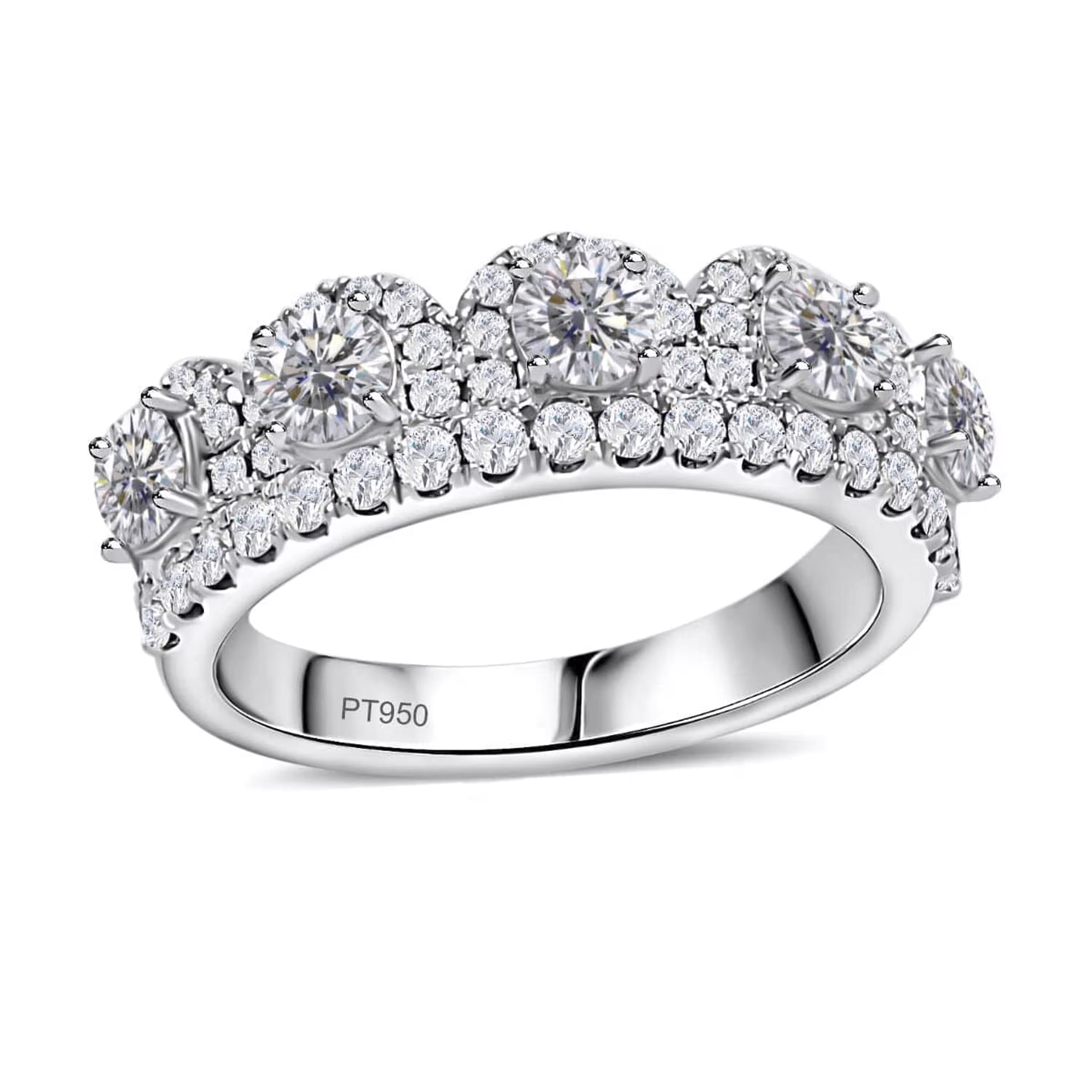 Last Chance Modani Closeout 950 Platinum Diamond (F, VS1) Crown Ring (Size 10.0) 1.65 ctw