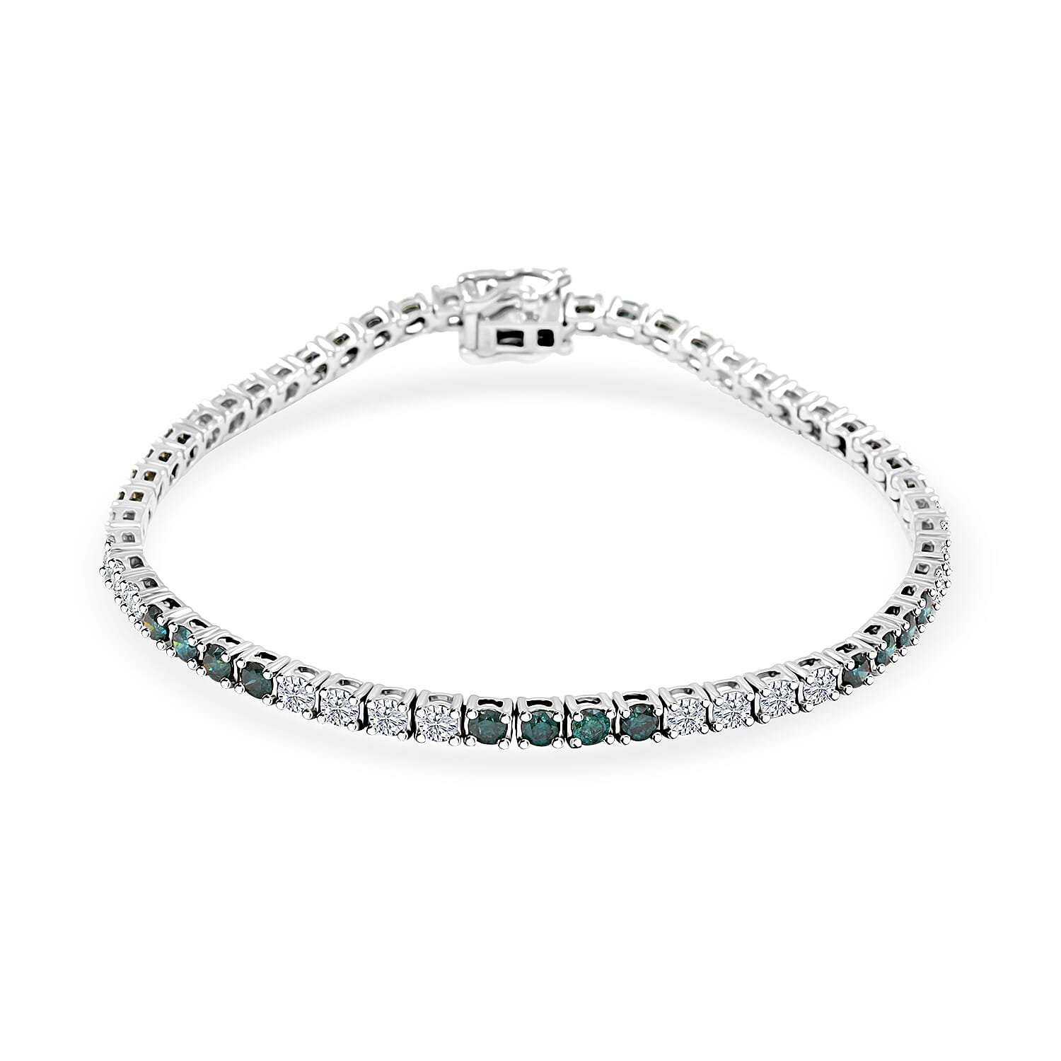 Modani 950 Platinum Blue Diamond (IR), White Diamond (SI) Bracelet (7.25 In) (14 g) (Del. in 12-15 Days) 3.00 ctw