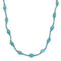 Sleeping Beauty Turquoise 33 ctw Tumble and Beaded Necklace in 14K Yellow Gold Over Sterling Silver 18 Inches - Sticky add to cart bar