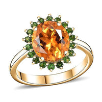 Luxoro 10K Yellow Gold Premium Santa Ana Madeira Citrine, Chrome Diopside Sunlit Grove Ring (Size 10.0) 5.35 ctw
