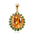 Luxoro Premium Santa Ana Madeira Citrine and Chrome Diopside 5.35 ctw Sunlit Grove Pendant without Chain in 10K Yellow Gold - Sticky add to cart bar