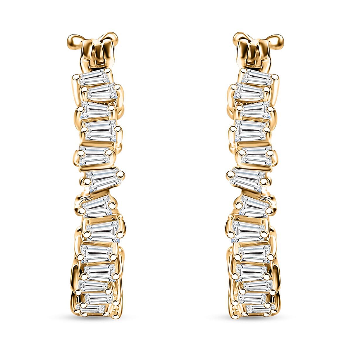 Doorbuster White Zircon 3.60 ctw Earrings in 18K Vermeil YG Over Sterling Silver