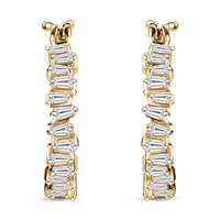 Doorbuster White Zircon 3.60 ctw Earrings in 18K Vermeil YG Over Sterling Silver
