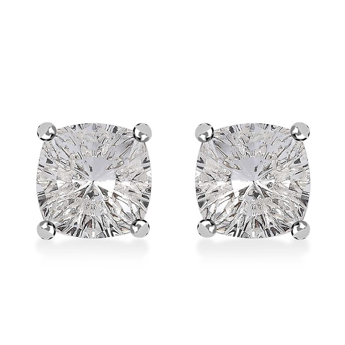 J Francis Embellished with Aurora Borealis Crystal by Swarovski Stud Earrings in Rhodium Over Sterling Silver