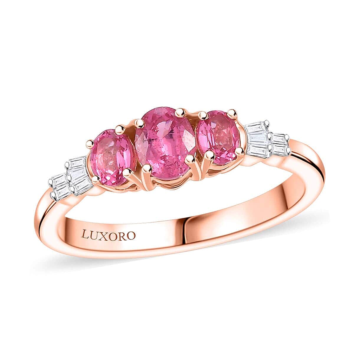 Luxoro 10K Rose Gold Premium Mahenge Spinel, Diamond (G-H, I2) Ring (Size 10.0) 0.90 ctw