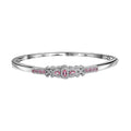 D'Joy Mahenge Spinel and White Zircon 1.90 ctw Art Deco Bangle Bracelet in Rhodium Over Sterling Silver (7.25 In) - Sticky add to cart bar
