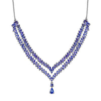 D'Joy Tanzanite 8.65 ctw Fern Leaf Necklace in Rhodium Over Sterling Silver 18 Inches