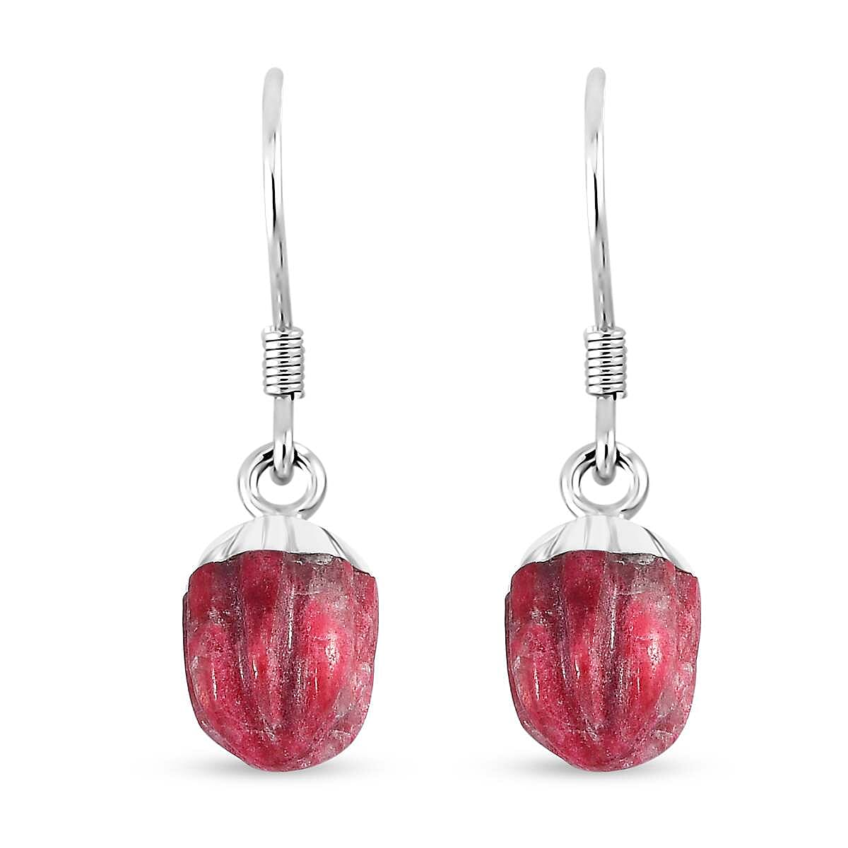 D'Joy Norwegian Thulite Carved 8.25 ctw Earrings in Black Oxidized Sterling Silver