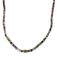Multi-Tourmaline Beaded 58 ctw Necklace 18 Inches in Rhodium Over Sterling Silver
