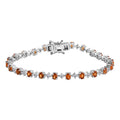 D'Joy Ceylon Hessonite Garnet and Moissanite 5.90 ctw Bracelet in Rhodium Over Sterling Silver (7.25 In) - Sticky add to cart bar