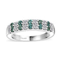 Premium Pirineu Lagoon Tourmaline, Moissanite Ring in Rhodium Over Sterling Silver (Size 7.0) 0.75 ctw - Sticky add to cart bar