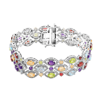 Multi gemstones Bracelet  Sterling Silver 14.27 ctw ,  Sliver Wt. 17 g - Product card gallery slide 1 (10177774649657)