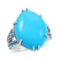 Doorbuster Certified & Appraised Luxoro 10K White Gold AAA Sleeping Beauty Turquoise, Santa Maria Aquamarine Ring (Size 10.0) (5.10 g) 11.55 ctw - Sticky add to cart bar