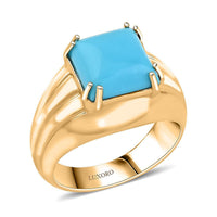 Certified & Appraised Luxoro 10K Yellow Gold AAA Sleeping Beauty Turquoise Solitaire Ring (Size 10.0) (8.10 g) 4.10 ctw