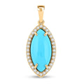 Certified & Appraised Luxoro AAA Sleeping Beauty Turquoise and G-H I2 Diamond 3.55 ctw Pendant in 10K Yellow Gold - Sticky add to cart bar