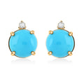 Certified & Appraised Luxoro AAA Sleeping Beauty Turquoise and G-H I2 Diamond 4.00 ctw Earrings in 10K Yellow Gold - Sticky add to cart bar