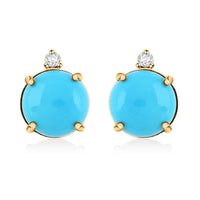 Certified & Appraised Luxoro AAA Sleeping Beauty Turquoise and G-H I2 Diamond 4.00 ctw Earrings in 10K Yellow Gold