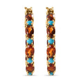 D'Joy Premium Sleeping Beauty Turquoise and Santa Ana Madeira Citrine 7.35 ctw Inside-Out Hoop Earrings in 18K Vermeil Yellow Gold Over Sterling Silver - Sticky add to cart bar