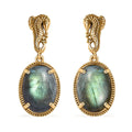Karis Madagascar Fire Labradorite 14.00 ctw Dangle Earrings in 18K YG Plated - Sticky add to cart bar