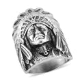 Native Cheif Head Men's Ring in Stainless Steel - Sticky add to cart bar