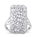 Doorbuster Moissanite Baguette Shape Ring in Rhodium Over Sterling Silver (Size 10.0) 2.50 ctw - Sticky add to cart bar