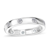 J Francis Embellished with Zirconia by Swarovski 1.10 ctw Ring in Rhodium Over Sterling Silver (Size 10.0)