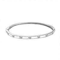 J Francis Embellished with Zirconia by Swarovski Bangle in Rhodium Over Sterling Silver (6.50 In) 1.40 ctw