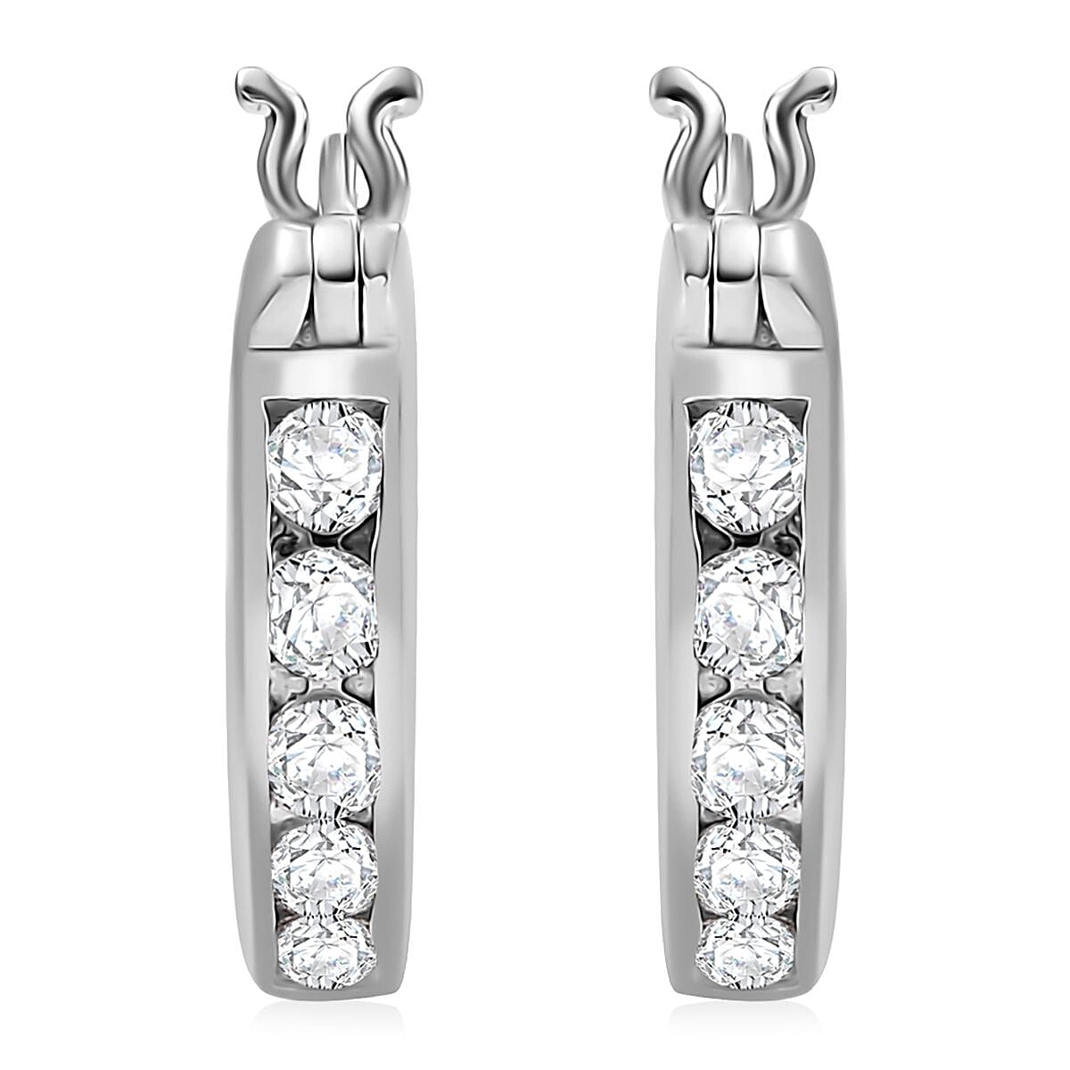 J Francis Embellished with Zirconia by Swarovski 1.20 ctw Earrings in Rhodium Over Sterling Silver