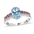 Luxoro 10K White Gold Premium Santa Maria Aquamarine, Ouro Fino Rubellite, Diamond (G-H, I2) Ring (Size 7.0) 2.00 ctw - Sticky add to cart bar